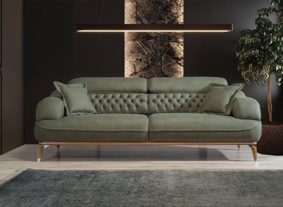 Sofa 3 Seater Gray Luxury Textile Living room Design Italian Style